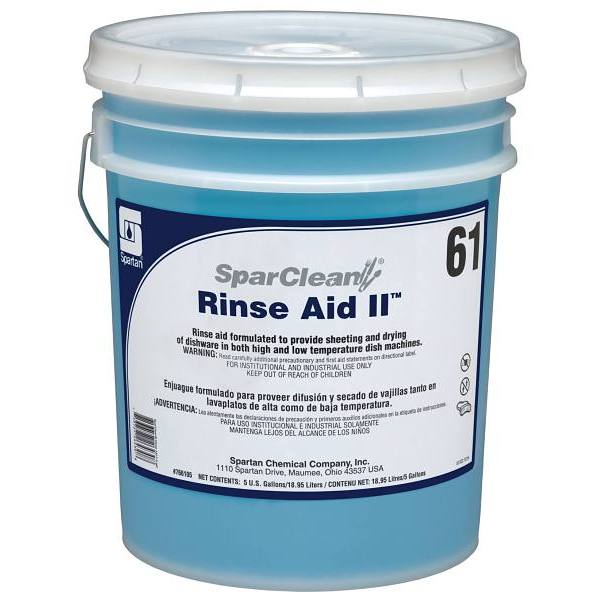 Spartan SparClean Rinse Aid II 61, All Temperature Rinse Aid, Mild Scent, 5 Gal.