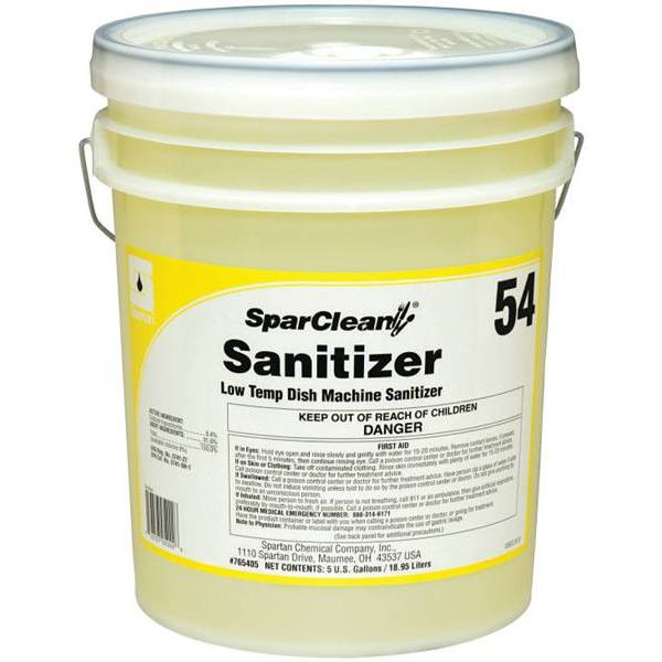 Spartan SparClean Sanitizer 54, Warewash Sanitizer, Inscented, 5 Gal.