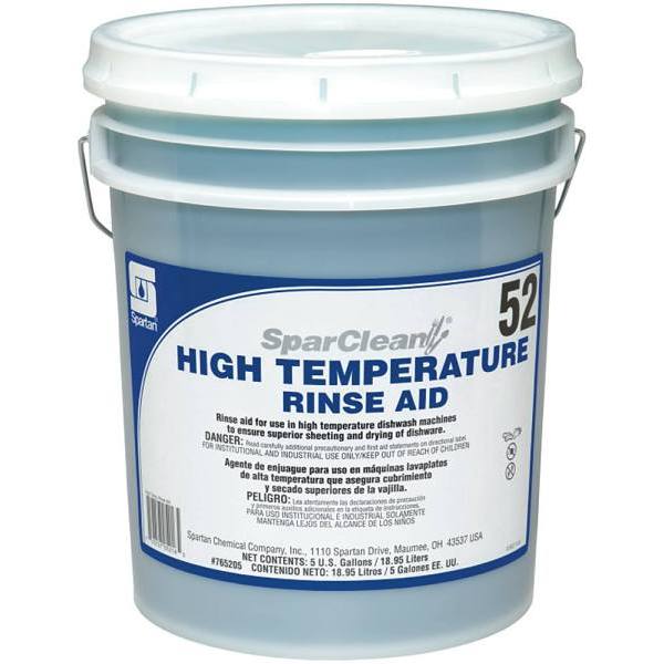 Spartan SparClean High Temperature Rinse Aid 52, Unscented, 5 Gal.