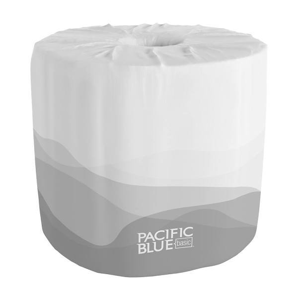 Pacific Blue Basic 1-Ply Recycled Standard Roll Toilet Paper (80 Rolls-Case)