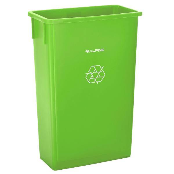 Alpine Industries Slim 23 Gal Lime Green Waste Receptacle Can Package Of 3