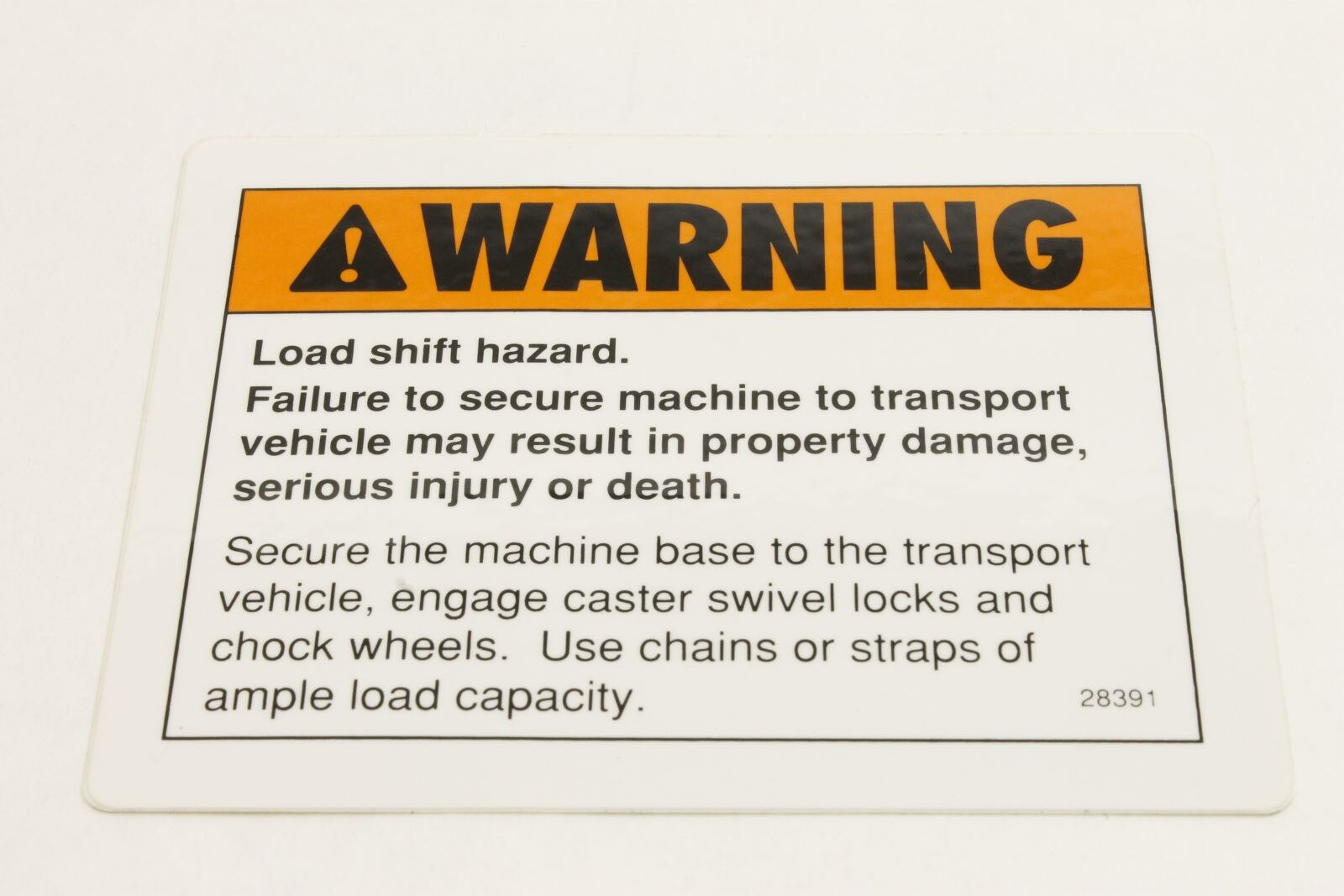 Genie Part # 28391GT – Decal, Warning, Load Shift Hazard