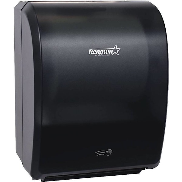 Renown Electronic Paper Towel Dispenser, Black, 7.5" Roll Compatible, One-at-a-Time Dispensing