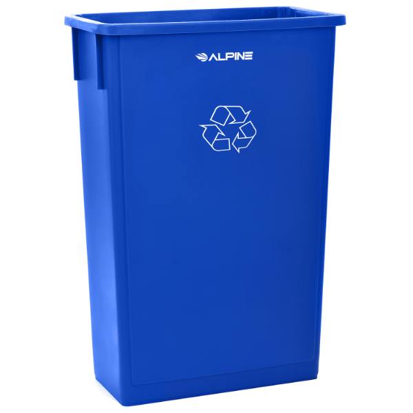 Alpine Industries Slim 23 Gal Blue Recycle Waste Receptacle Can Package Of 3