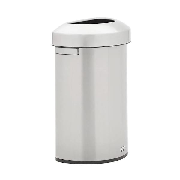 Rubbermaid Commercial Refine 16 Gal. Half-Round Trash Can, Stainless Steel