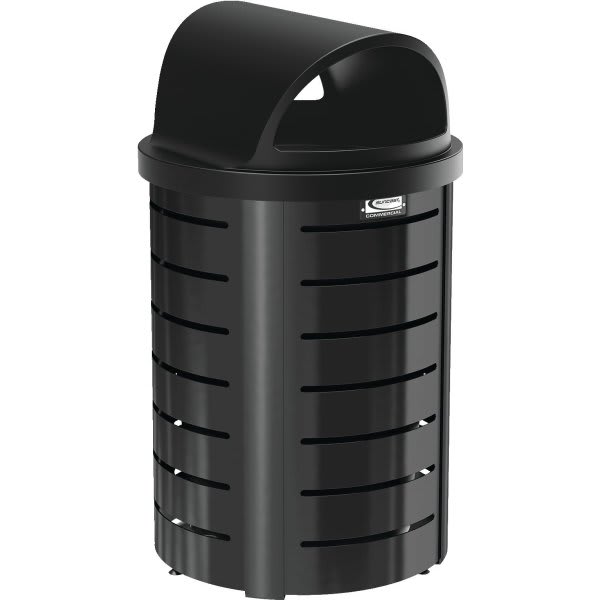 Suncast Commercial 35 Gallon Metal Round Roto Molded Lid Trash Can (Black)