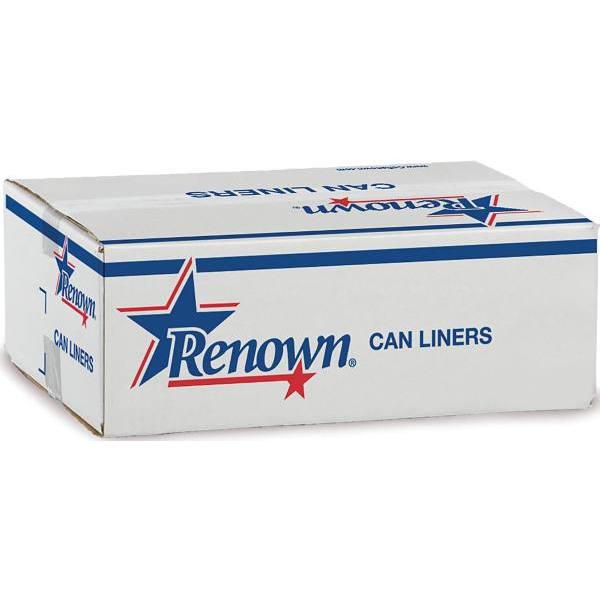 Renown High Density Can Liner, 33 Gal., 22 Mic, Silver 33 in. X 40 in. , Case Of 250