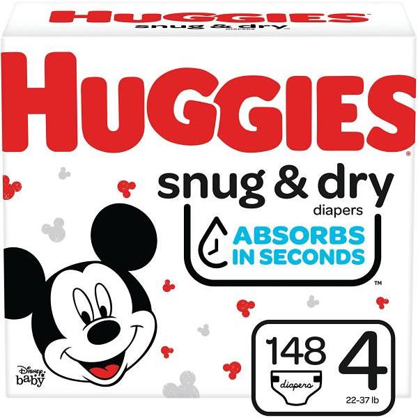 Huggies Snug & Dry Diapers, Size 4, Case Of 150