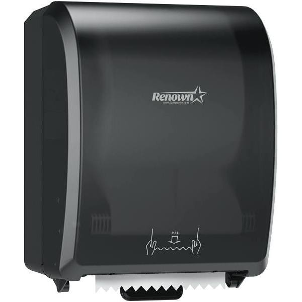 Renown Mechanical Paper Towel Dispenser, Black, 7.5" Roll Compatible