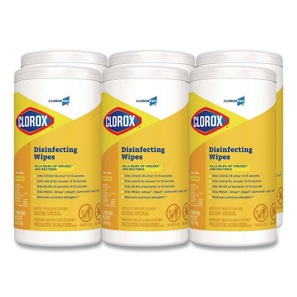 Clorox Disinfecting Wipes, Cloroxpro, Lemon Fresh, 75/Canister, 6/Carton