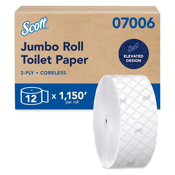Scott 2-Ply Jumbo Roll Coreless Toilet Paper, 12 Rolls Carton Of 12