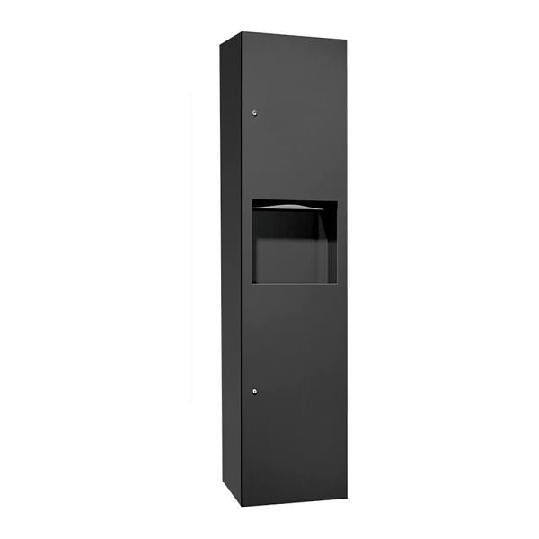 Asi Simplicity™ In Matte Black Paper Towel Dispenser And Waste Receptacle