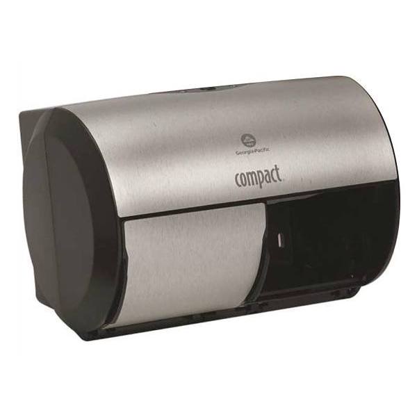 COMPACT Side-By-Side Coreless 2-Roll Toilet Paper Dispenser, Stainless Finish