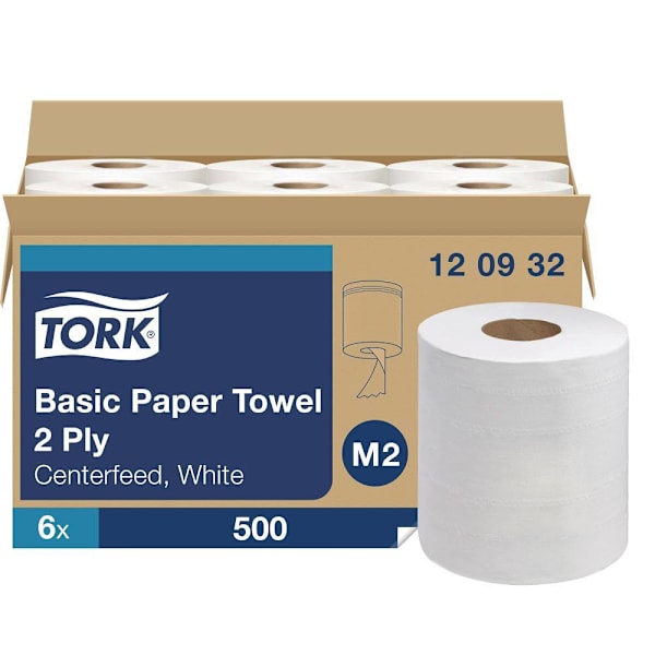 Tork High-Absorbency Centerfeed Paper Towels, White, M2 System, 500 Sheets/Roll, 6 Rolls/Case