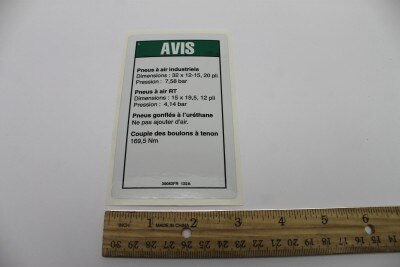 Genie Part # 30082FRGT – Decal, Notice Tire Pressure