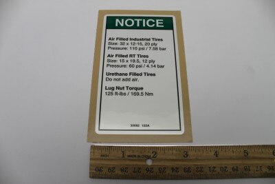 Genie Part # 30082GT – Decal, Notice Tire Pressure