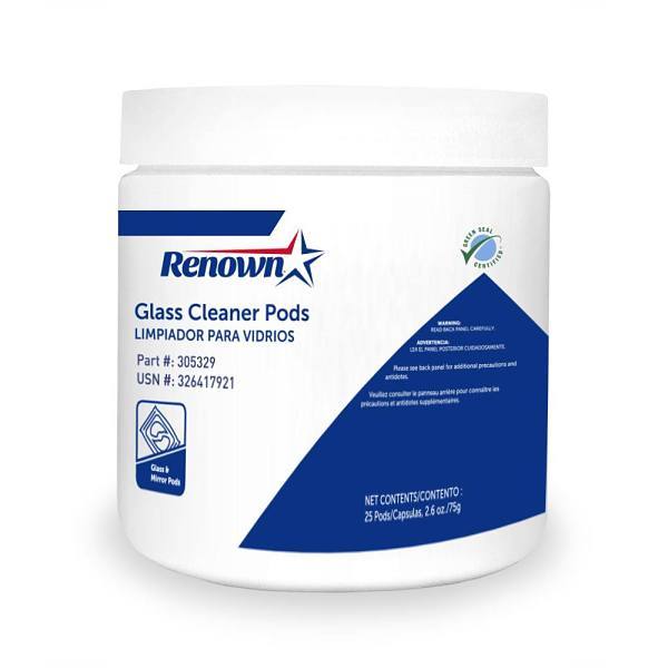 Renown Glass Cleaner Pods, Green Seal Certified (25 Per Case)