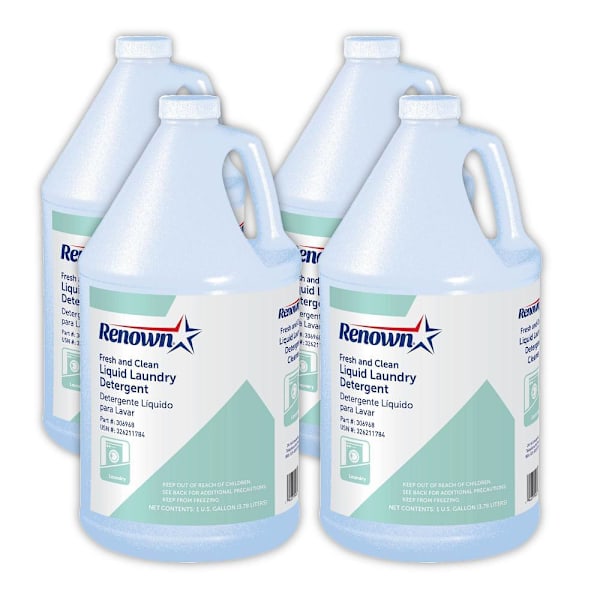 Renown Fresh And Clean Commercial Liquid Laundry Detergent, 1 Gal, Case Of 4