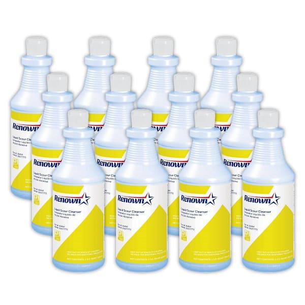 Renown Liquid Scour Creme Cleanser, Baby Powder Scent, 32 Fl Oz, Case Of 12