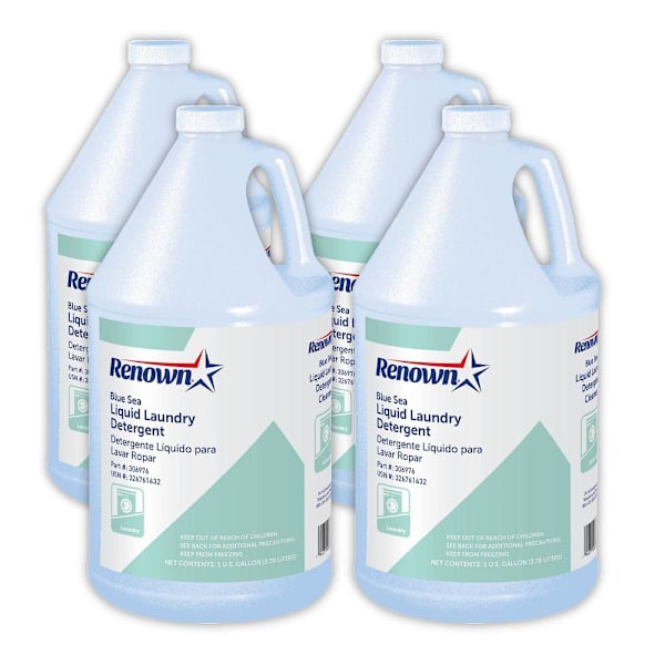 Renown Blue Sea Commercial Liquid Laundry Detergent, 1 Gal, Case Of 4