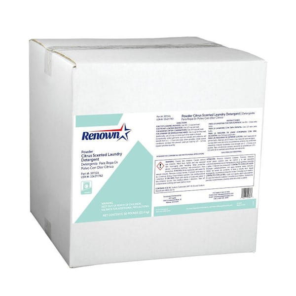 Renown Citrus-Scented Commercial Powder Laundry Detergent, 50 Lb. Box