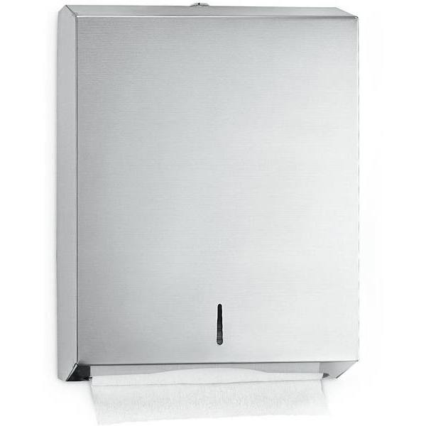 Alpine Industries Stainless Steel Brushed Square C-Fold And Multi-Fold Paper Towel Dispenser