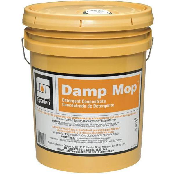 Spartan Damp Mop No Rinse Floor Cleaner, Lemon Scent, 5 Gal