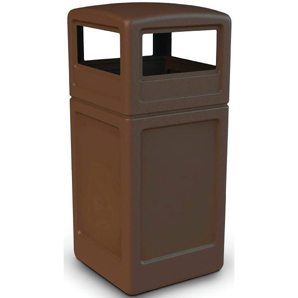 Polytec 42 Gal. Brown Square Trash Can W/ Dome Lid (Brown)