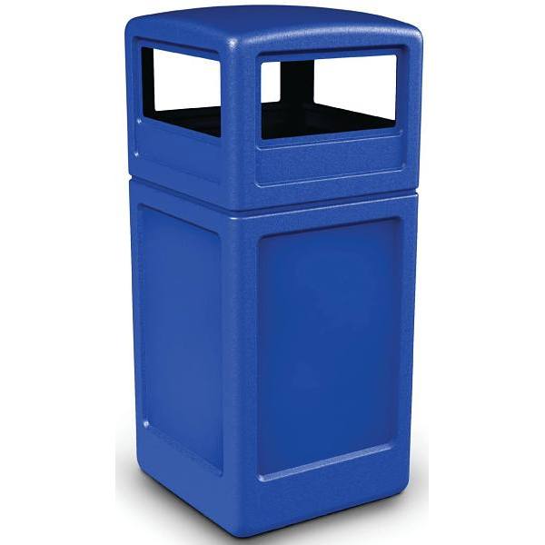 Polytec 42 Gal. Square Trash Can W/ Dome Lid (Blue)