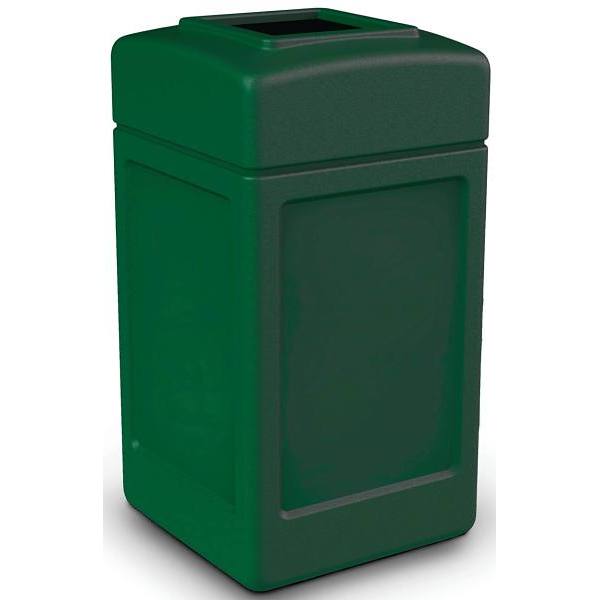 Polytec 42 Gal. Square Trash Can W/ Open-Top Lid (Forest Green)