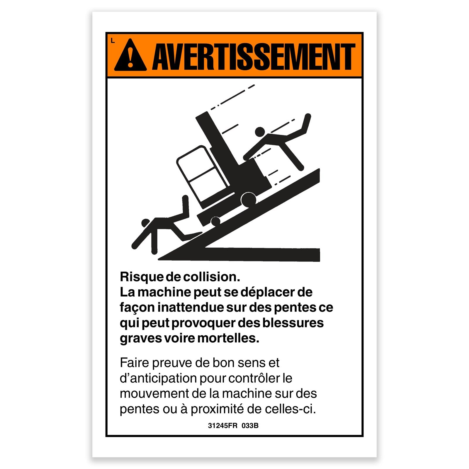 Genie Part # 31245FRGT – Decal, Warning, Collision Hazard