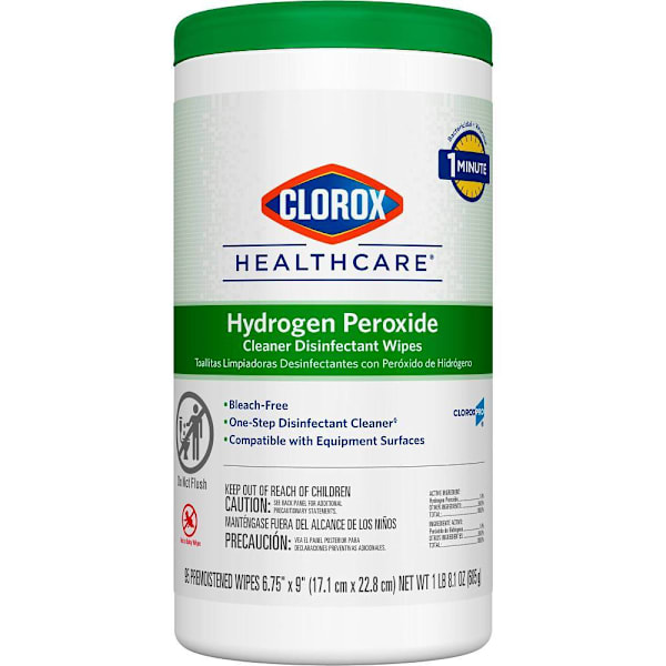 Clorox Healthcare Hydrogen PeroxideDisinfectant Wipes, 6.75 In X 9 In, 95 Count Canister