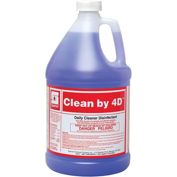 Spartan Clean By 4D 1-Step Cleaner/Disinfectant, Fresh Scent, 1 Gal, Package Of 4