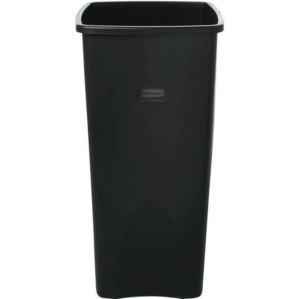 Rubbermaid Commercial Untouchable Black Square Trash Can, 23 Gal, Black