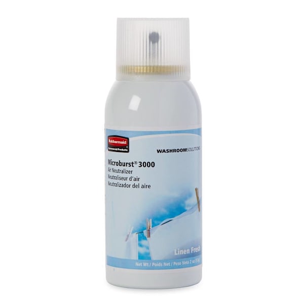 Rubbermaid Commercial Microburst 3000 Odor Neutralizer/Air Freshener Aerosol Refill, Linen Fresh