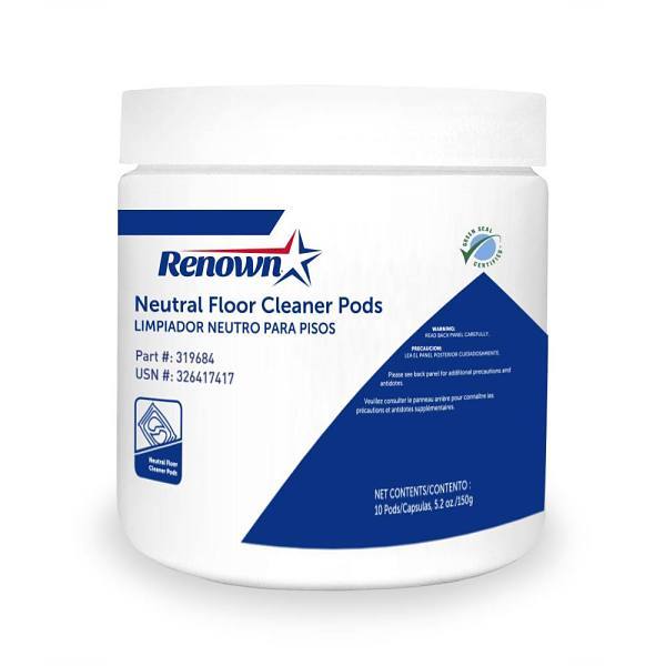 Renown Neutral Floor Cleaner Pods, Green Seal Certified, Case Of 10