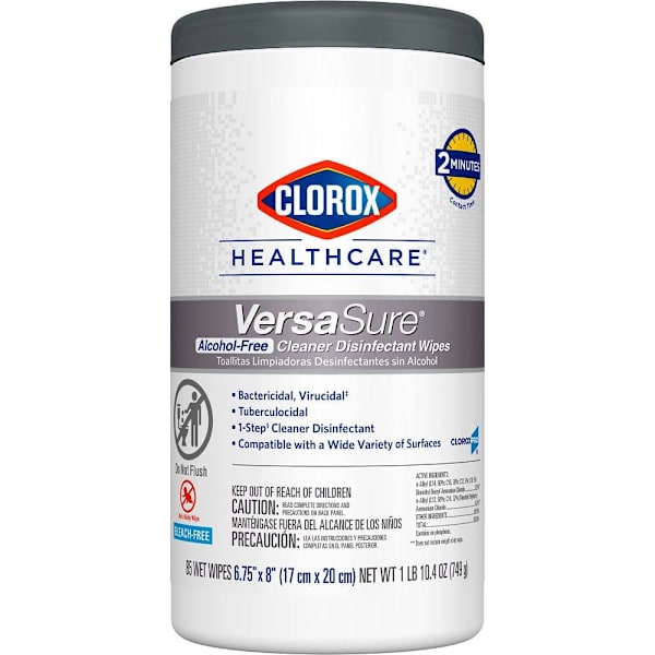 Clorox Healthcare Versasure Disinfectant Wipes, 6.75 InX 8 In, 85 Count Canister