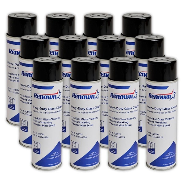 Renown Heavy-Duty Glass Cleaner Aerosol, 19 Oz., Case Of 12