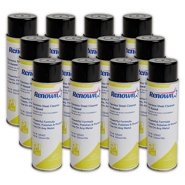 Renown Stainless Steel Cleaner Oil-Based Aerosol, Fragrance-Free, 15 Oz,12-Case