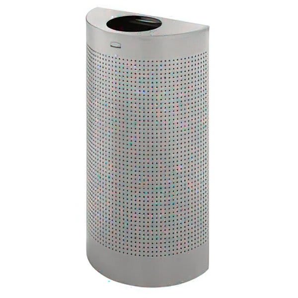 Rubbermaid Commercial Silhouettes 12 Gallon Open-Top Stainless Steel Half-Round Trash Can (Silver)