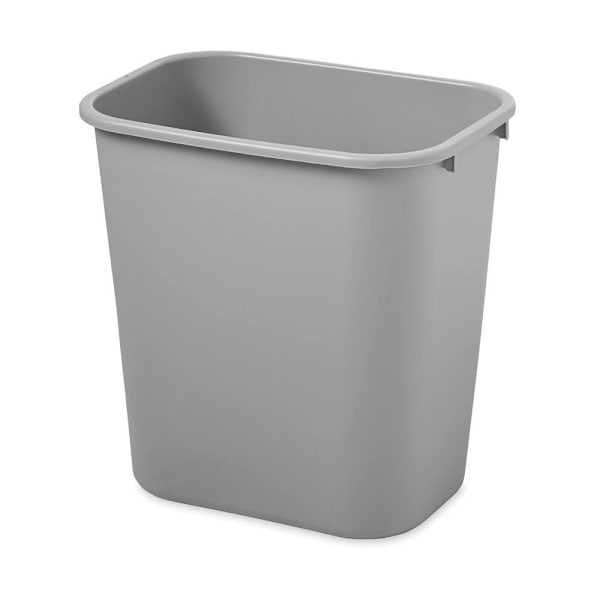 Rubbermaid Commercial 7 Gal. Deskside Rectangular Trash Can, Medium, Gray