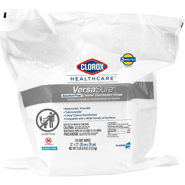 Clorox Healthcare Versasure Cleaner Disinfectant Wipes, 12 In X 12 In, 110 Count Refill Pouch