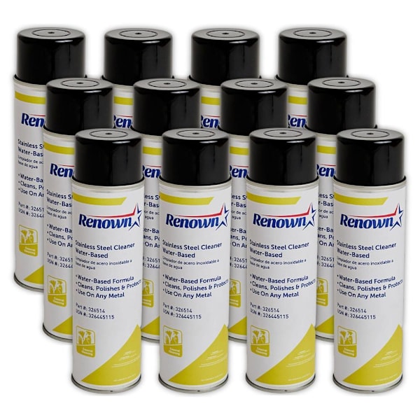 Renown Stainless Steel Cleaner, Water Based Aersol, 18 Oz, Case Of 12