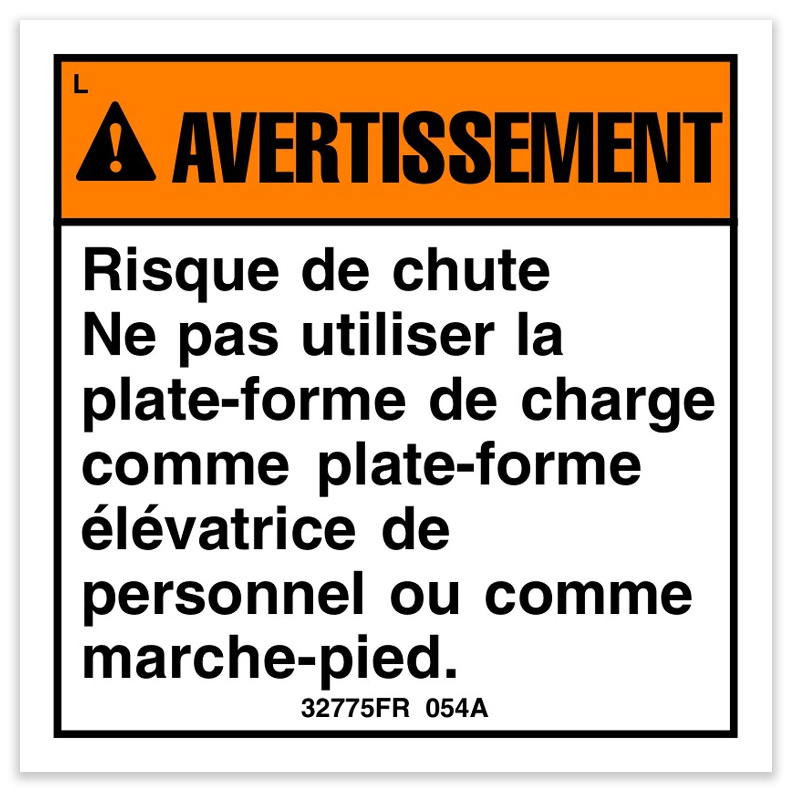 Genie Part # 32775FRGT – Decal, Warning, Fall Hazard