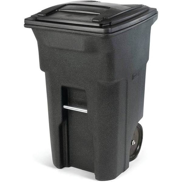 Toter 64 Gal. Trash Can W/ Quiet Wheels And Attached Lid (Greenstone)