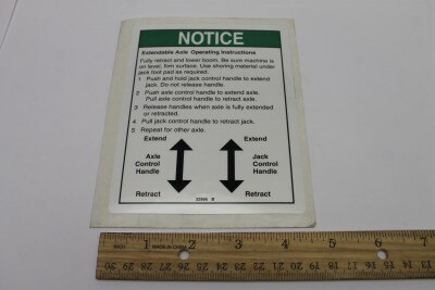 Genie Part # 32996GT – Decal, Notice, Ext Axle Oper