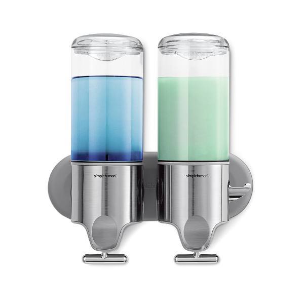 Simplehuman Double Wall Mount Shower Pump 2x15 Fl.oz Shampoo/Soap Dispensers Ss