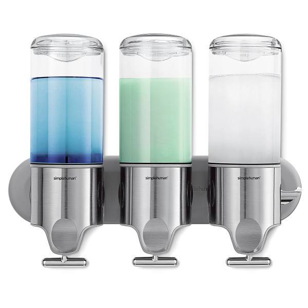 Simplehuman Triple Wall Mount Shower Pump 3x15 Fl.oz Shampoo/Soap Dispensers Ss