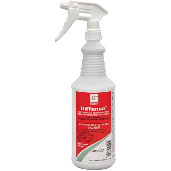 Spartan Diffense One Step Cleaner/Disinfectant, Clean Floral Scent, 1 Quart, Case of 12