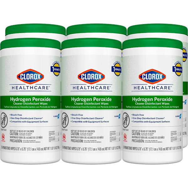 Clorox Healthcare Hydrogen Peroxide Cleaner Disinfectant Wipes, 6.75 In X 5.75 In, 155 Count, Case Of 6